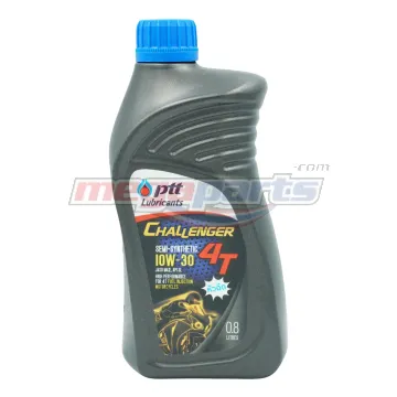 น้ำมันเครื่อง 4T CHALLENGER 10W-30 0.8L MA2 (PTT) (SEMI-SYN) ขวดดำฝาน้ำเงิน