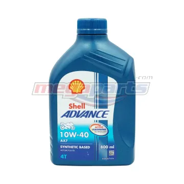 น้ำมันเครื่อง 4T ADVANCE AX7 10W-40 0.8L MA2 (SHELL) (SEMI-SYN) ขวดน้ำเงิน