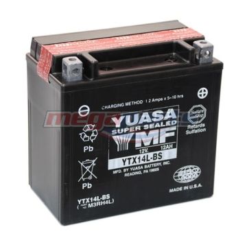 แบตเตอรี่แห้ง (YTX14L-BS 12V12AH) (YUASA)