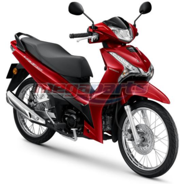 ชุดสีทั้งคัน WAVE 125 2025 R-340C ล้อซี่ลวด ดิสก์เบรกหน้า สตาร์ตมือ รถสีแดง-ดำ R-B