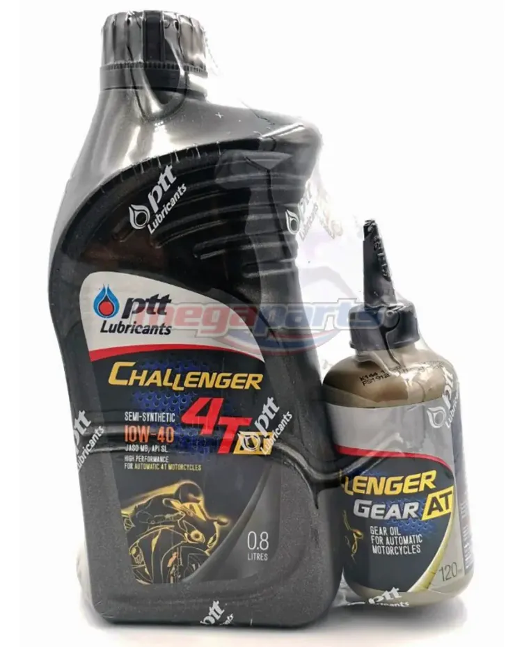 น้ำมันเครื่อง+เฟืองท้าย 4AT CHALLENGER 10W-40 0.8L MB (PTT) ขวดดำฝาดำ