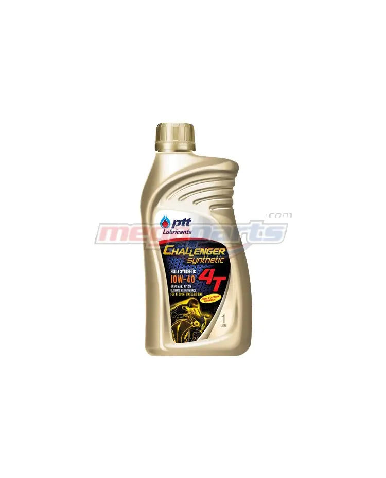น้ำมันเครื่อง 4T CHALLENGER 10W-40 1L MA2 (PTT) (SYN 100%) ขวดทองฝาทอง