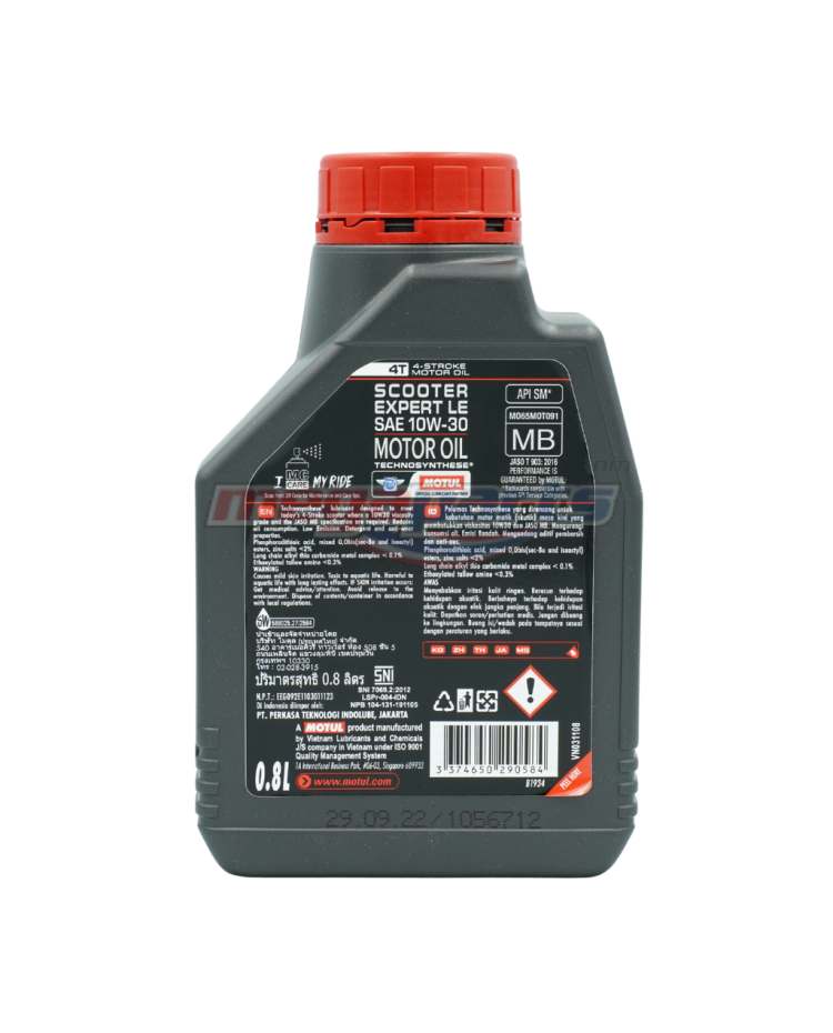 น้ำมันเครื่อง 4AT SCOOTER EXPERT LE 10W-30 0.8L MB (MOTUL) (SEMI-SYN)